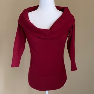 Ann Taylor LOFT Off Shoulder Burgundy Sweater,Sz S